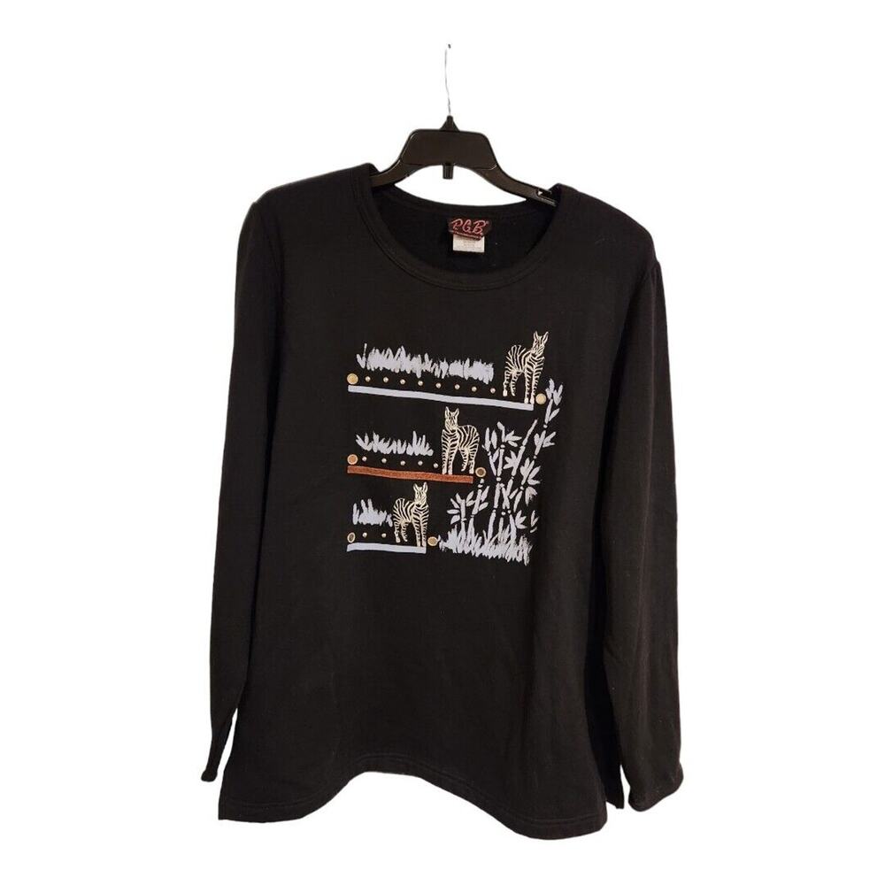 P.G.B. Vintage Sweatshirt Embellished Embroidered Zebras Studs Women's Medium